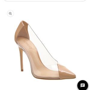 Schutz Cendi pump clear nude tan heel size 5